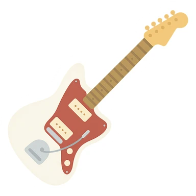 Olympic White Fender Jazzmaster guitar with classic tremolo bar sticker