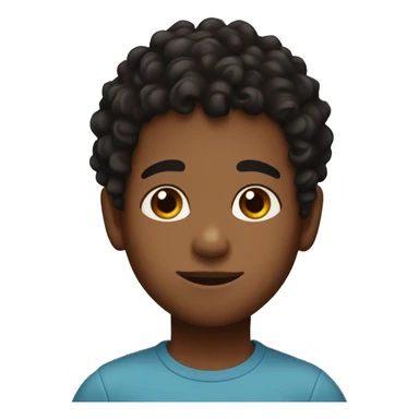 Little boy with brown skin and curly black hair on top of head and brown eyes  sticker