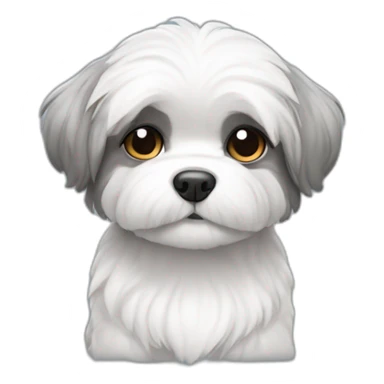 Perro shitzu color blanco y gris sticker