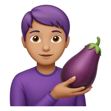 Someone touching a eggplant sticker