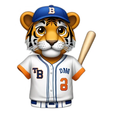 Tigre con camiseta de beisbol y la letra L sticker