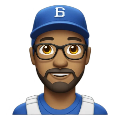 man with light skin with glasses and beard and baseball cap sticker