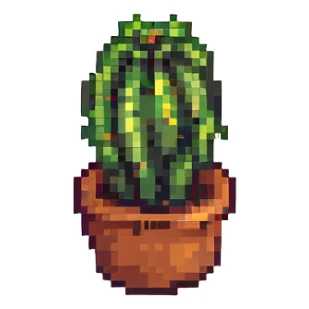 small blocky cactus in pixel art style sticker