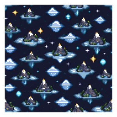 Starry night sky with floating islands and crystals sticker