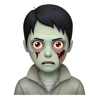 zombie com cabelo preto e fundo azul sticker