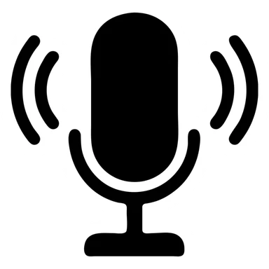 A studio microphone in a black filled icon style, wireless. sticker