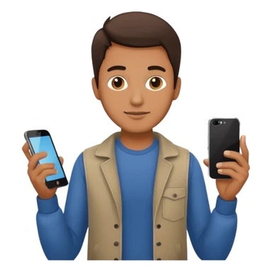 man casual clothes holding a phone sticker