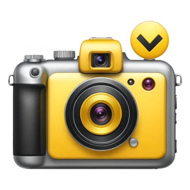 a camera with a yellow plus inside sticker