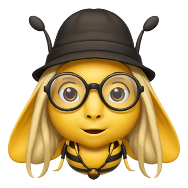 long hair bee with glasses and hat sticker