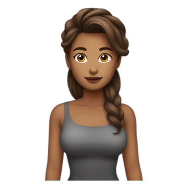 mulher com cabelo médio castanho liso  sticker