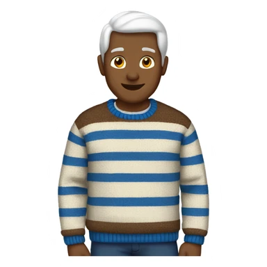 Brown, blue and white stripe sweater sticker