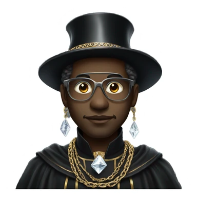 rich black magician, wearing diamond chains sticker