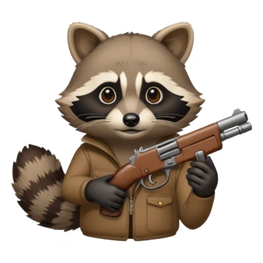 A raccoon pointing a gun at its head sticker