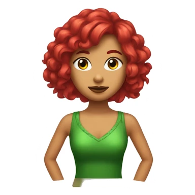 Chica cabello rojo y ondulado con ojos verdes sticker
