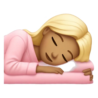 blonde girl sleeping on side with pink blanket sticker