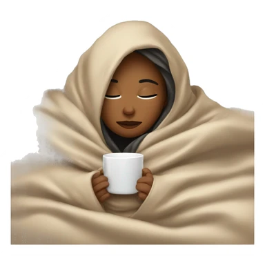 girl inside a blanket sipping coffee eyes closed sticker