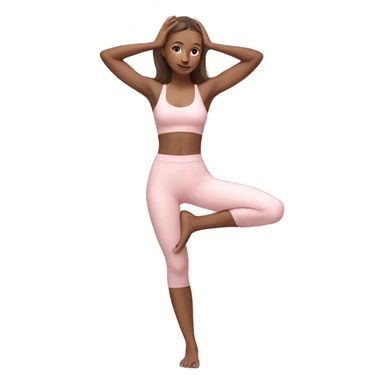 Aesthetic Ukrainian yoga girl with brown hair in light pink yoga outfit. Full body  sticker