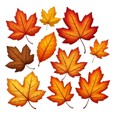 3 Red-orange-yellow-brown-gradients autumn leaves sticker