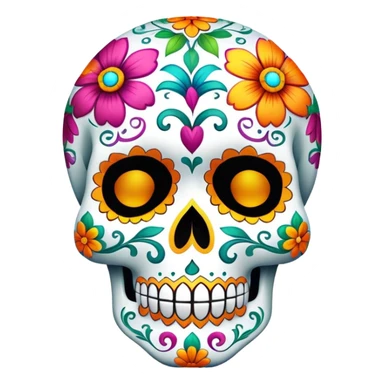 colorful decorated sugar skull with floral patterns sticker