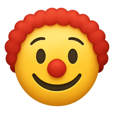 yellow face with red clown wig emoji, digital illustration sticker