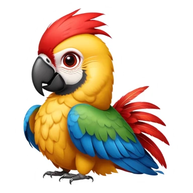 cinematic-cute-macaw-portrait-emoji,-head-tilted-playfully-and-inquisitively,-with-a-dazzling-red-plumage-and-round,-sparkling-eyes-filled-with-charm,-simplified-yet-irresistibly-adorable-features,-highly-detailed sticker