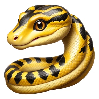 cinematic-cute-anaconda-portrait-emoji,-head-tilted-playfully-and-inquisitively,-with-a-sleek,-shimmering-body-adorned-with-detailed-scale-sriped patterns-and-round,-sparkling-eyes-full-of-wonder,-simplified-yet-irresistibly-adorable-features sticker