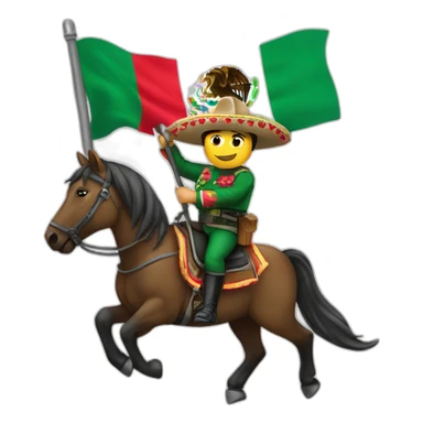 Mexican soldier on horse and flag sticker