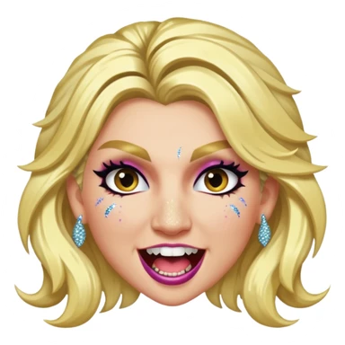 ke$ha with glitter making a snarling fun face sticker