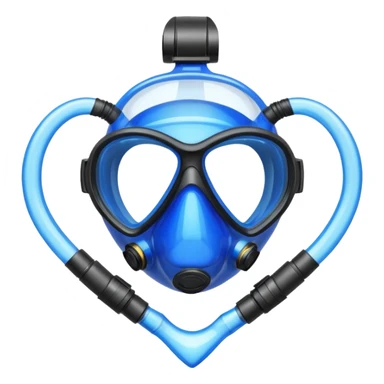 A blue heart made of clear, transparent water with a scuba mask sticker