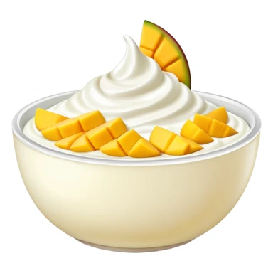bowl of yogurt with fresh mango slices on top sticker
