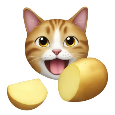 Cat eating potato sticker