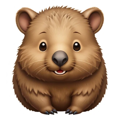 Cinematic Cute Wombat Portrait Emoji, Head tilted playfully and inquisitively, featuring a fluffy, shaggy brown fur with a round, endearing face and twinkling eyes full of gentle curiosity, Simplified yet irresistibly adorable features, highly detailed, glowing with a warm, friendly glow, high shine, affectionate and chubby, stylized with a touch of bushland whimsy, bright and endearing, soft glowing outline, capturing the essence of a mischievous yet loving wombat, so playful it feels like it could trundle out of the screen into your arms! sticker