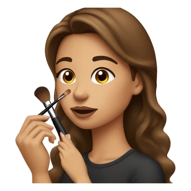 brown haired girl putting on makeup sticker