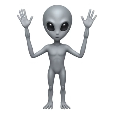fullbody gray alien hands up backview sticker