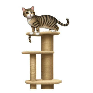 1 tabby cat playing on cat tree sticker