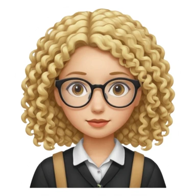girl student , curly blone hair sticker