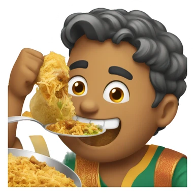 happy emoji eating biryani sticker