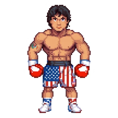 Rocky Balboa boxer with american flag shorts sticker