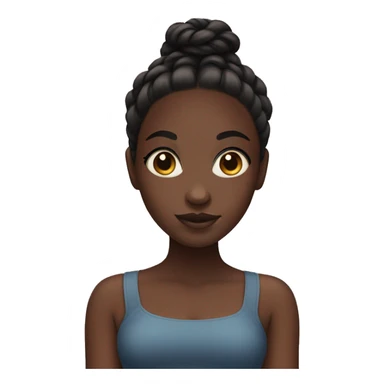 black darkskin girl with braids in a bun and big eyes sticker