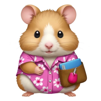 hamster, wearing pink aloha shirt. sticker