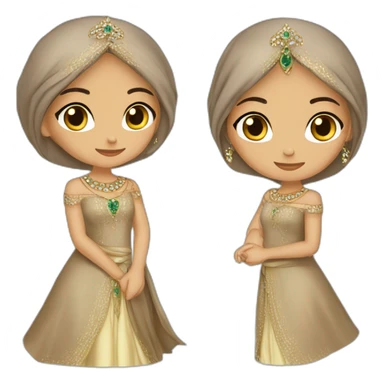 princesse arab brown hair jewerlery dress sticker