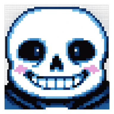 Show only Sans's face, no background, pixel art style sticker