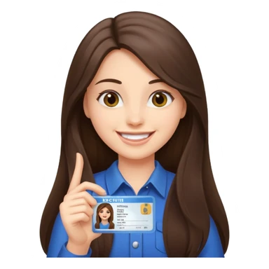 long hair brunette girl holding a driver license sticker