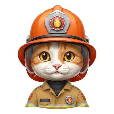 Cat firefighter, uniform including helmet of uniform sticker