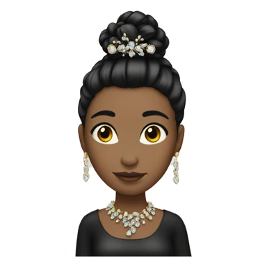 girl with black hair bun with jewels in her hair  sticker