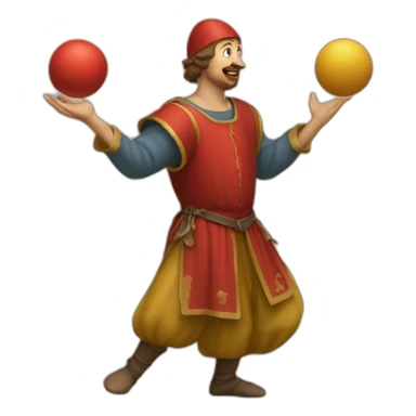 medieval juggler juggling 4 balls sticker