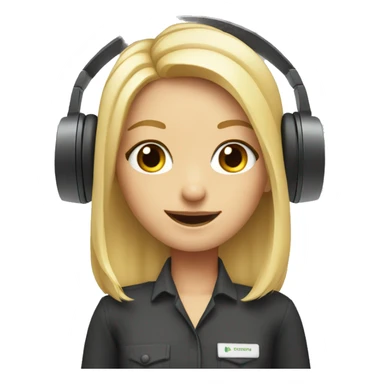Audio technician blonde girl with an audio desk sticker