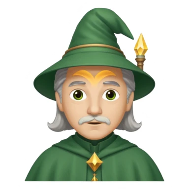 The Wizard from The Wizard of Oz with light skin, brown eyes, grey hair, green outfit sticker