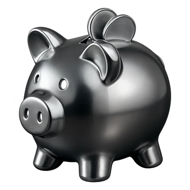a piggy bank with coins, chrome style sticker