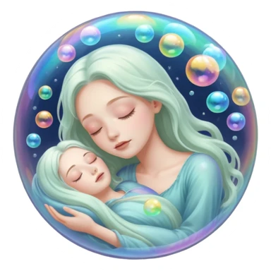 soap bubble with sleeing woman inside sticker